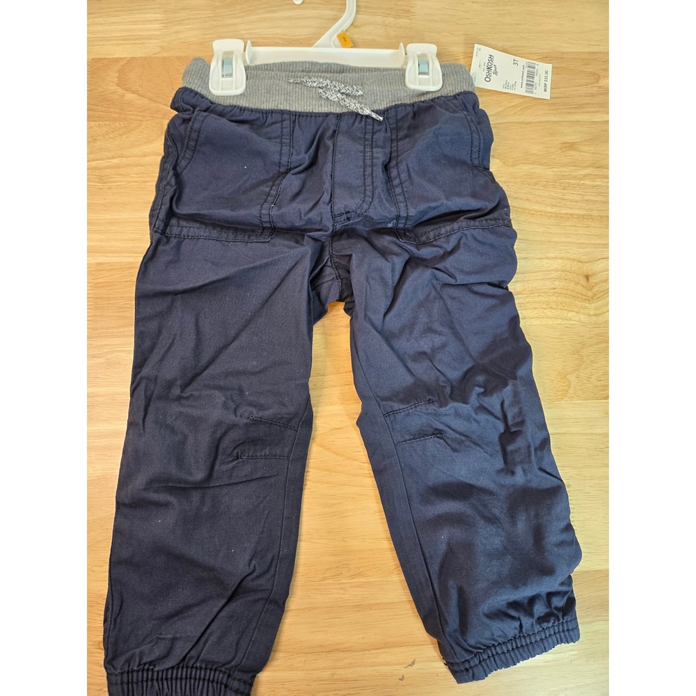 OshKosh Bgosh Kids Navy Blue Jogger Pants Grey Waistband 3T NWT